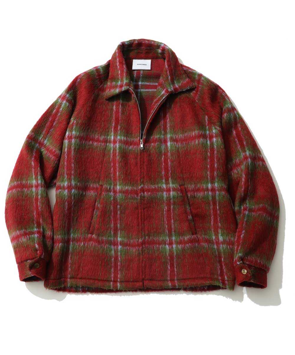 チェックシャギーブルゾン