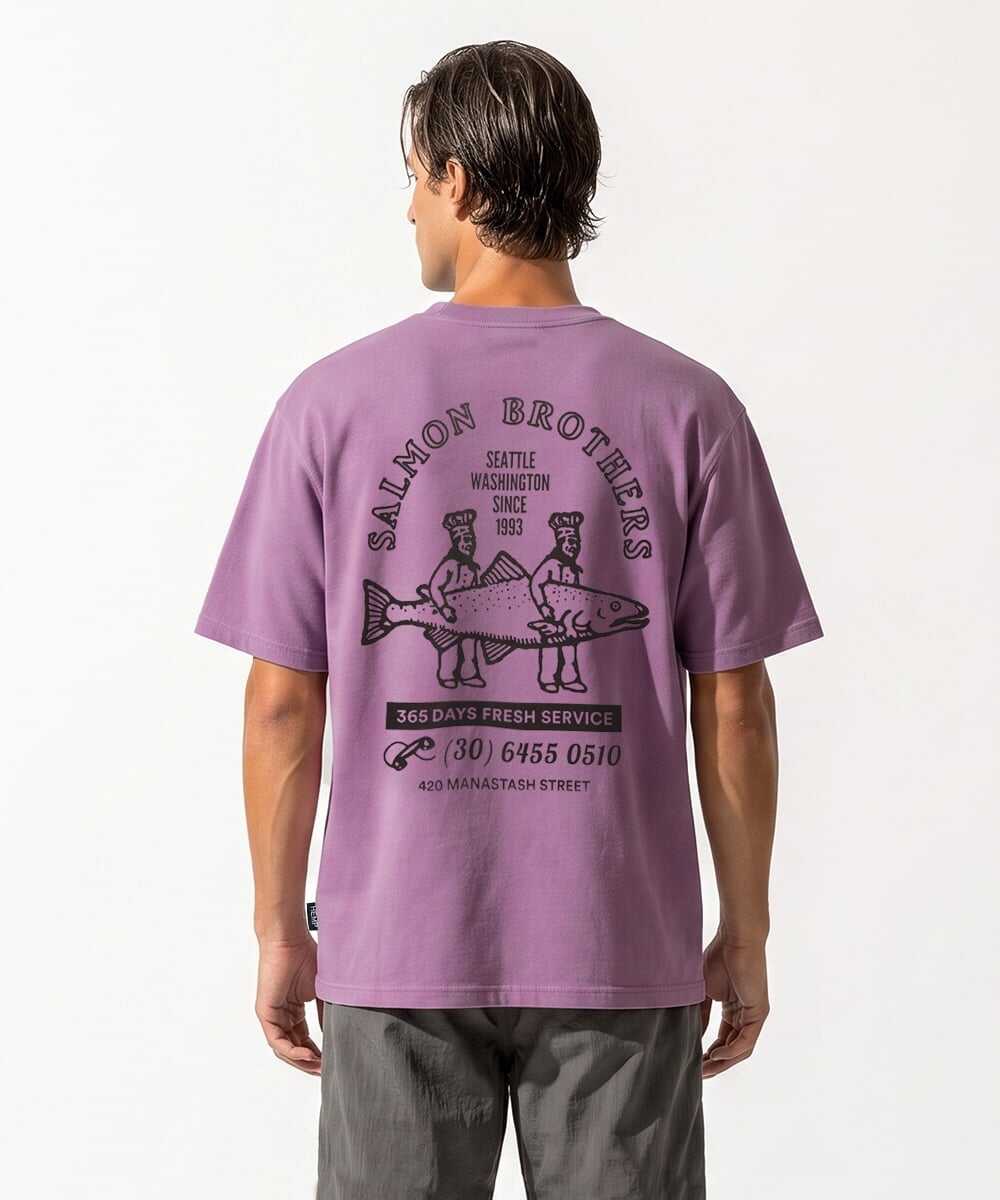 サーモンバックプリント ヘンプTシャツ
