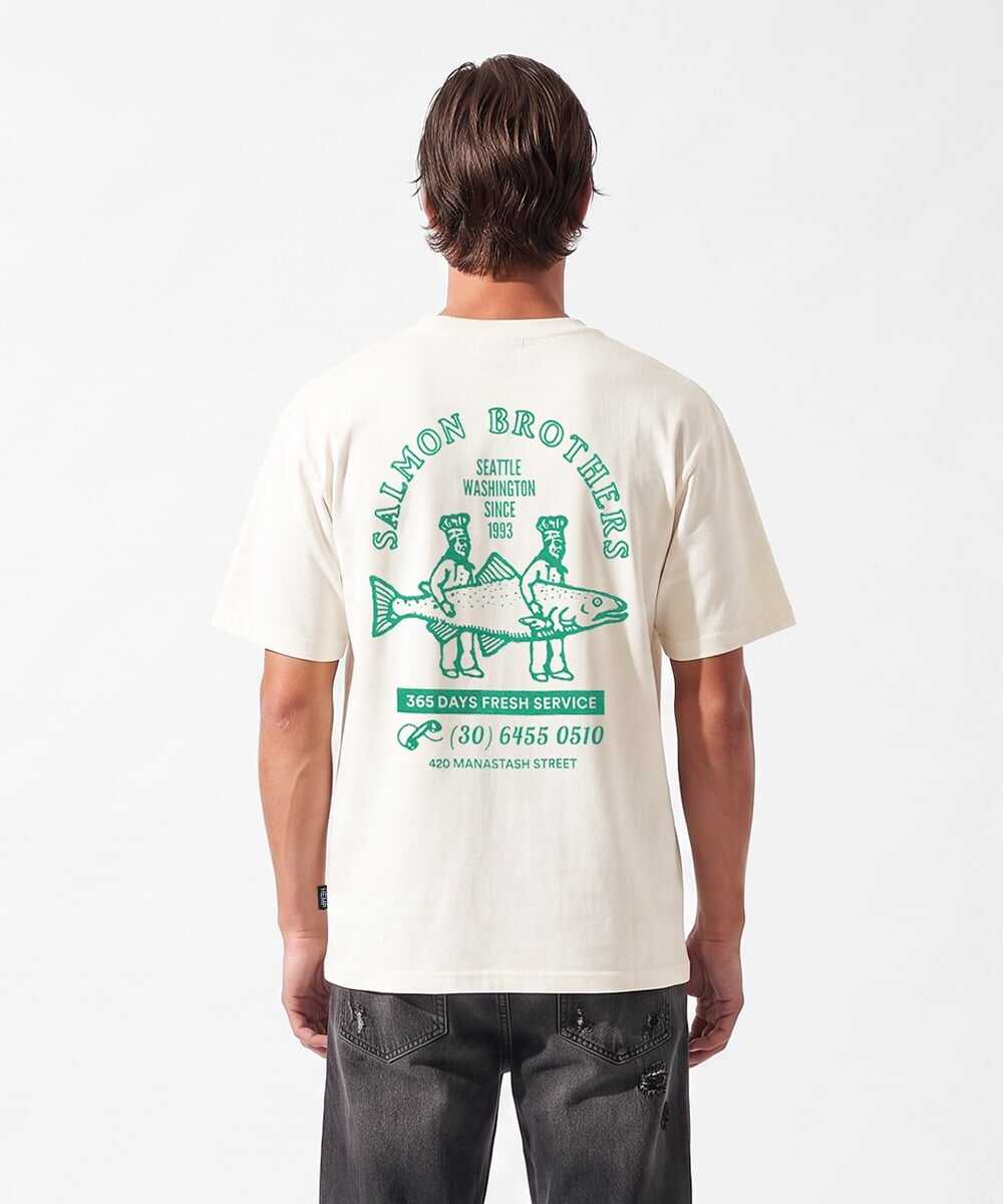 サーモンバックプリント ヘンプTシャツ