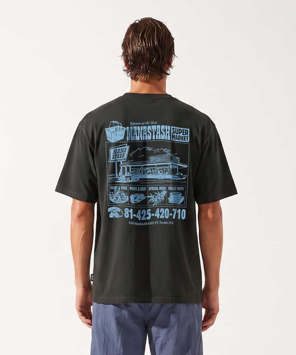 スーパーマーケットバックプリント ヘンプTシャツ