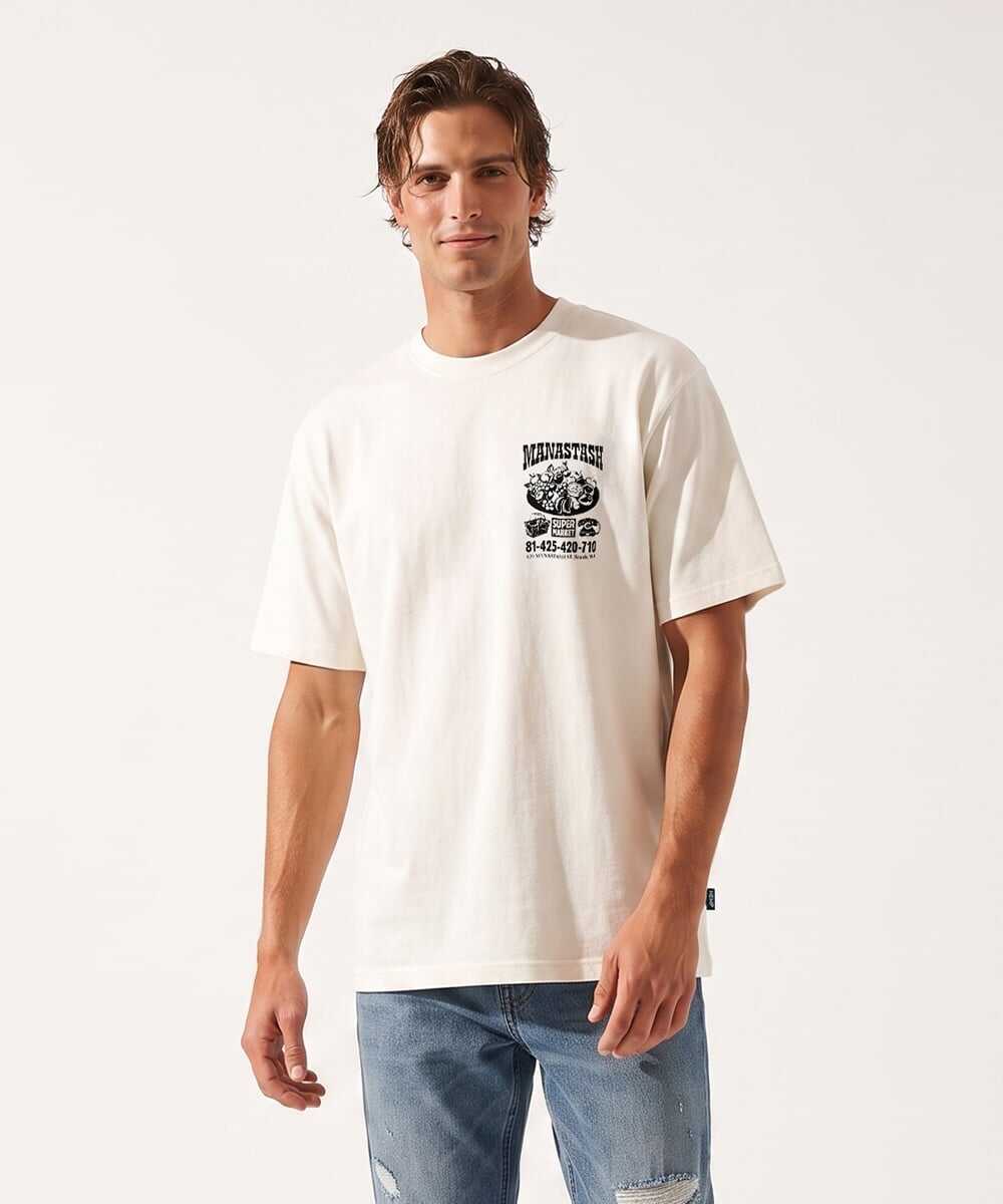 スーパーマーケットバックプリント ヘンプTシャツ