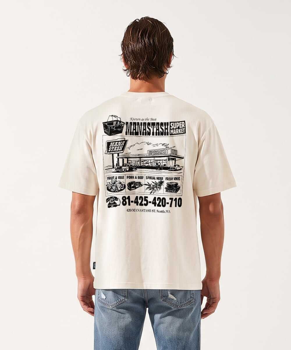 スーパーマーケットバックプリント ヘンプTシャツ