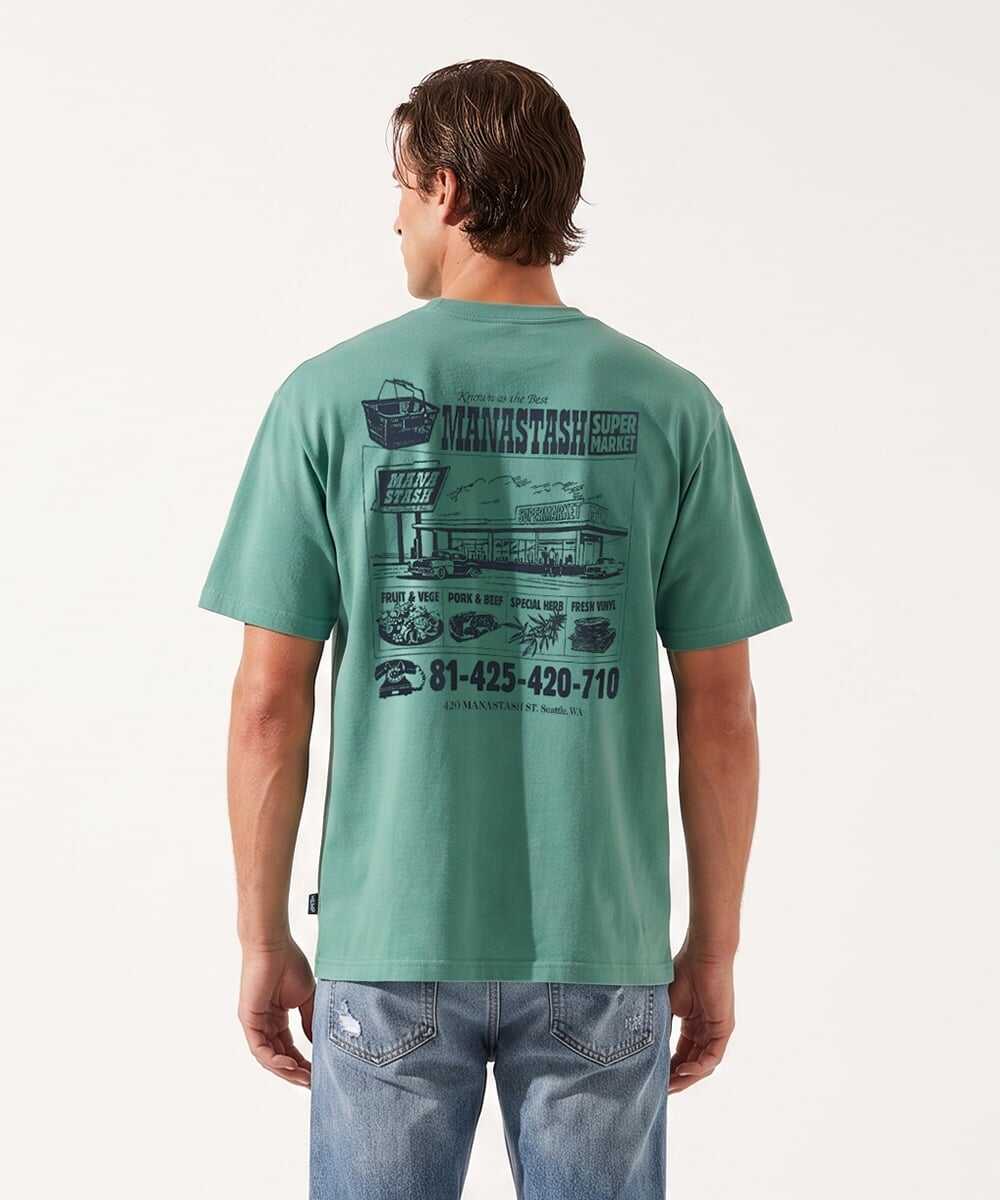 スーパーマーケットバックプリント ヘンプTシャツ