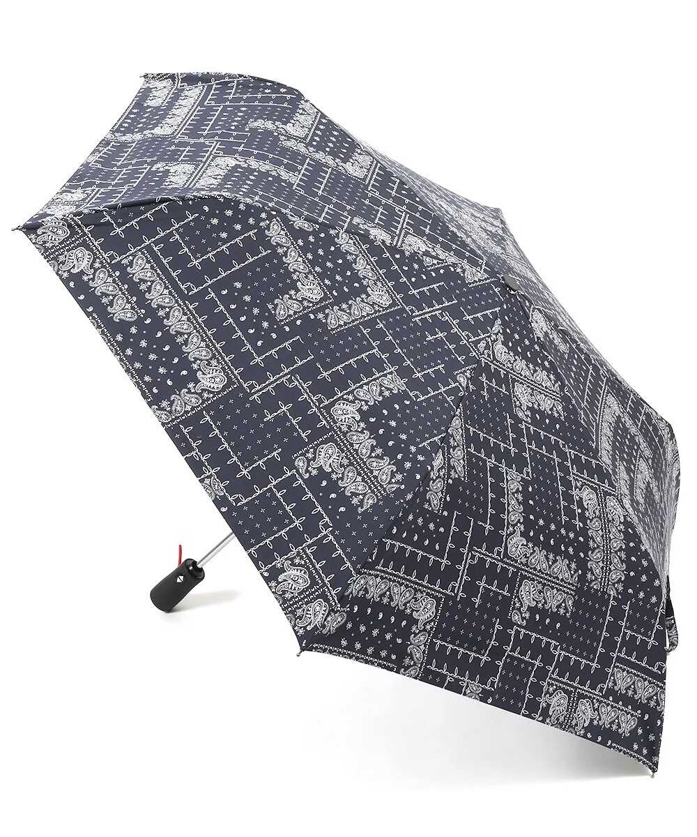 超軽量 自動開閉折たたみ傘　バンダナ柄 55㎝×6本耐風骨 晴雨兼用 