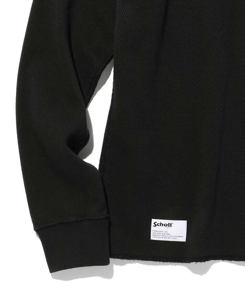 ハニカムワッフル ヘンリーネックロンT