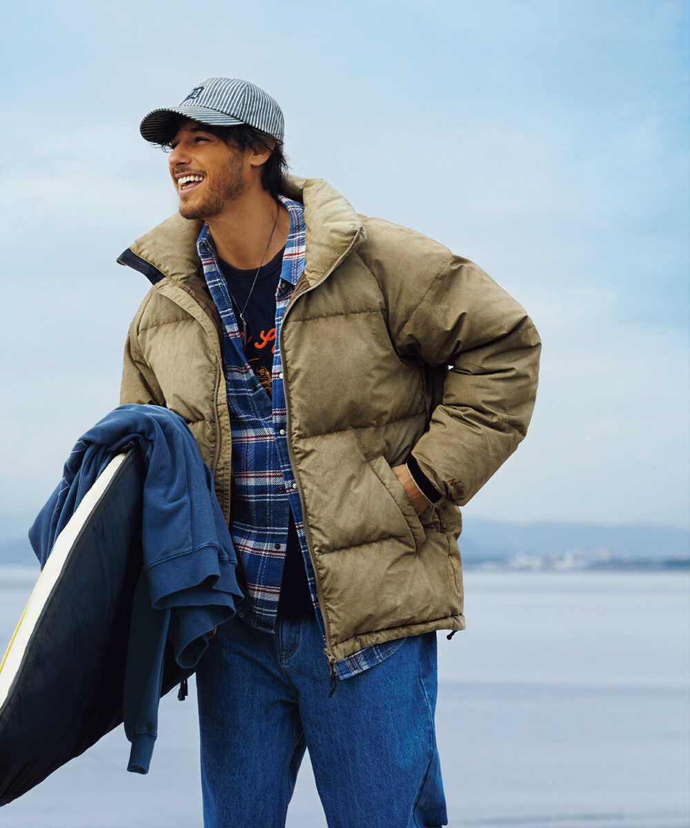 NANGA×DUFFER 硫化染め スタンドカラー ダウンジャケット