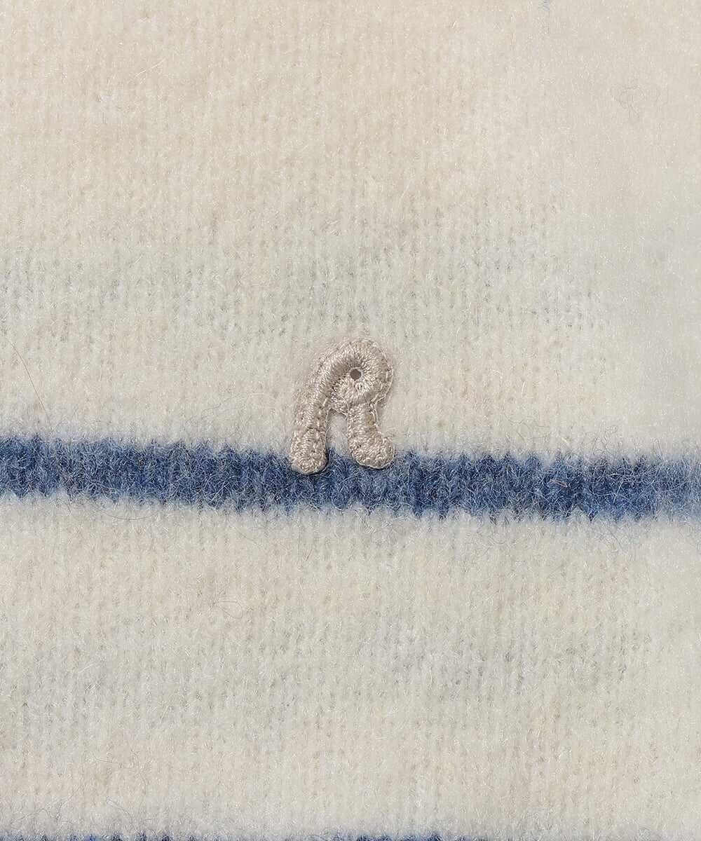ロゴ刺繍 ボーダー柄ニット