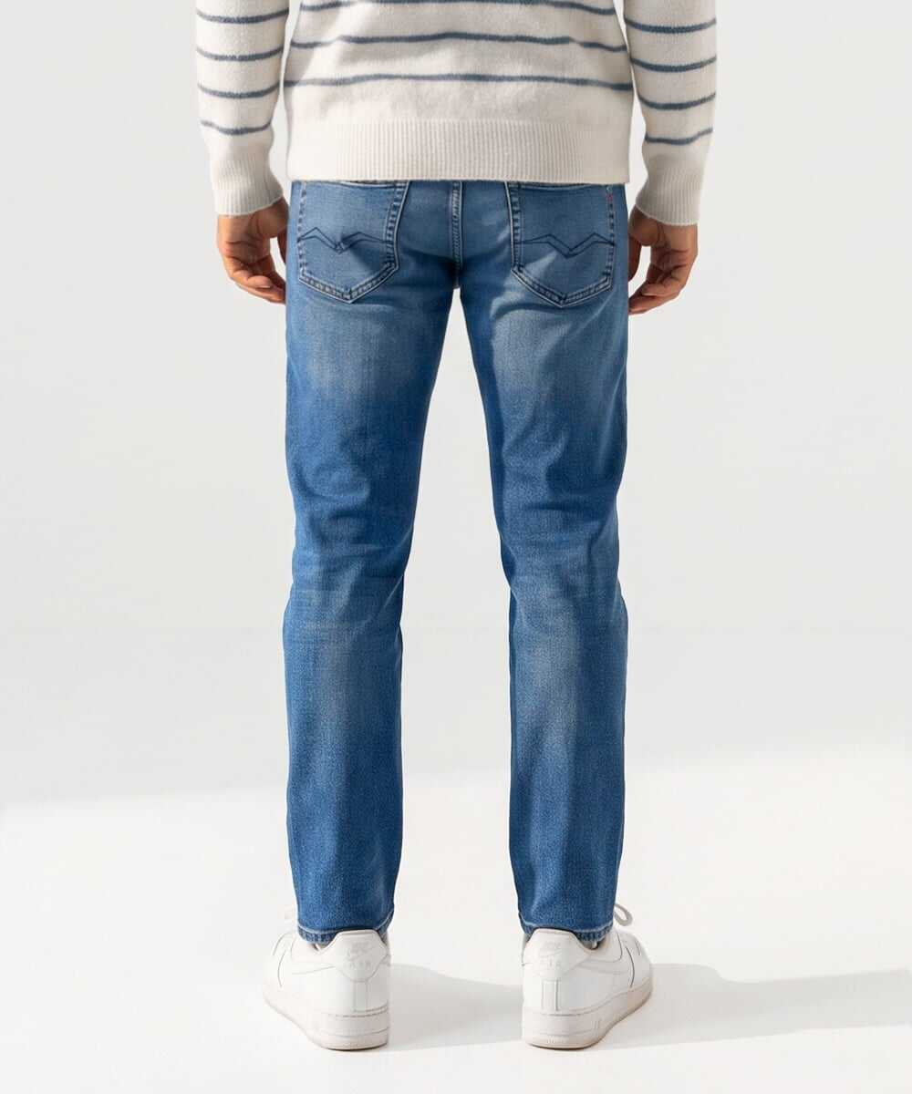 GROVER/グローバー スリムストレートフィット ミッドブルーパワーストレッチデニムパンツ