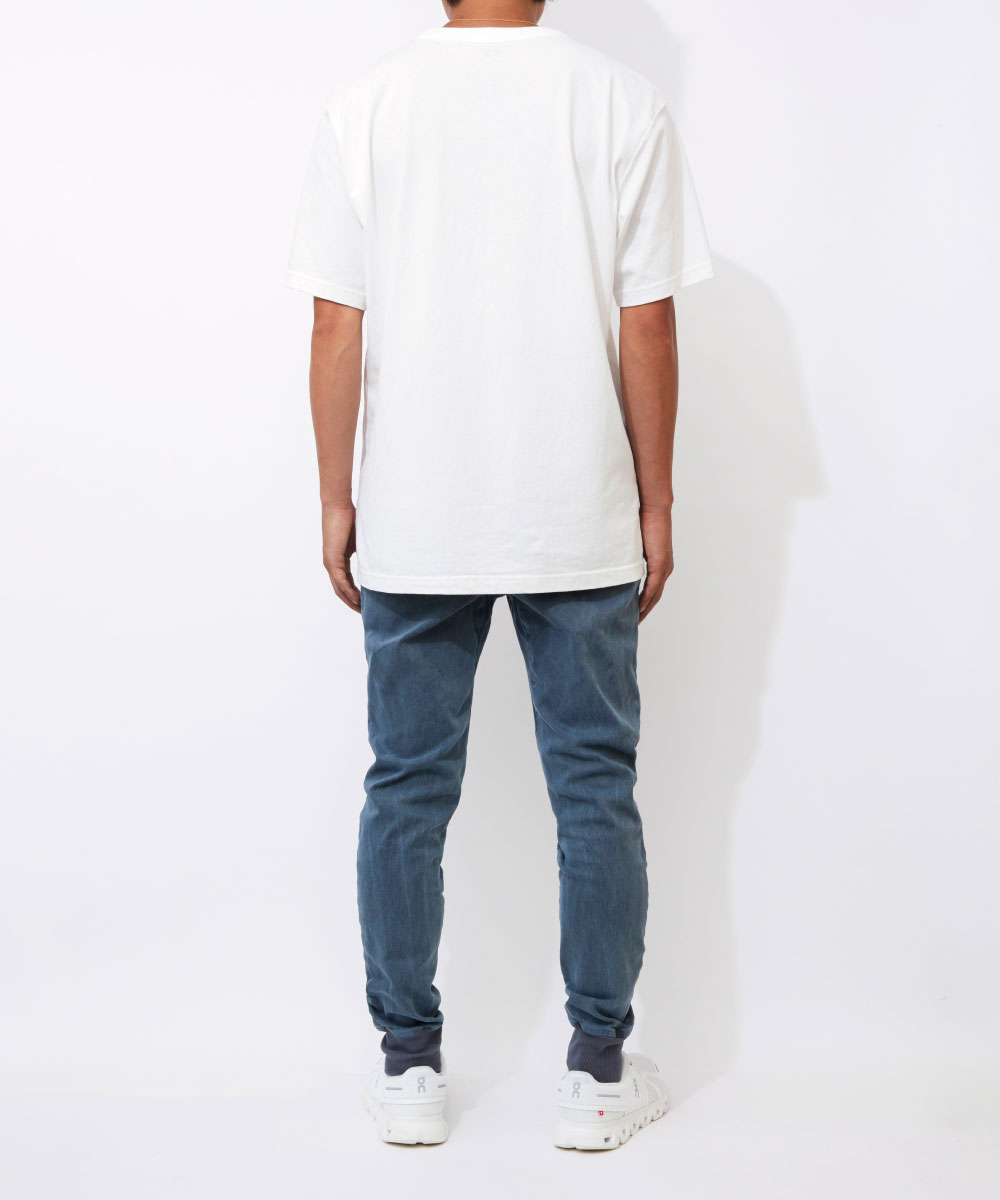 限定 テイパード 裾リブ ストレッチツイル カラーデニム風