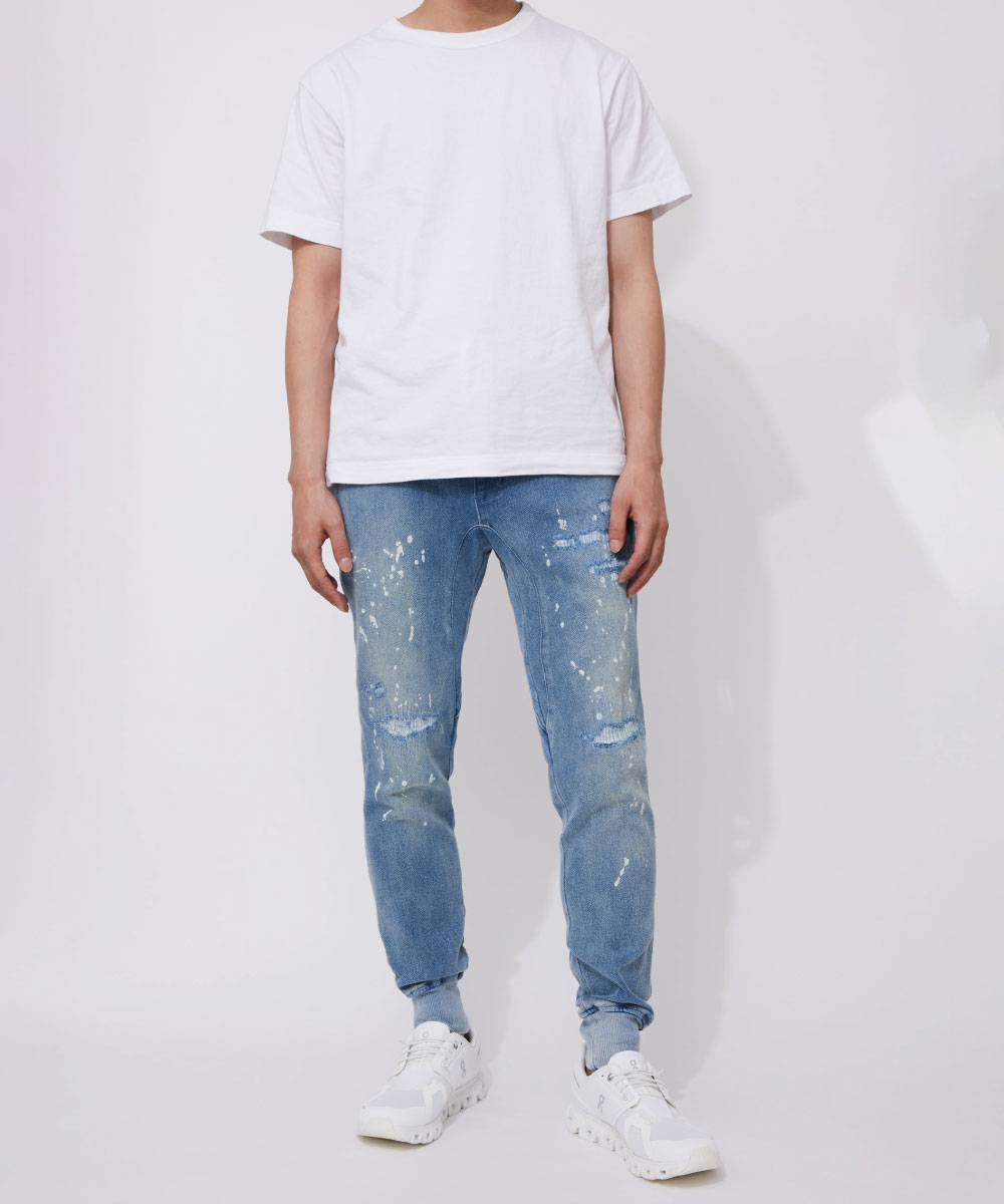 【値下げ】WP WESTPOINT ライトインディゴ リペア加工 イージーデニム RECOMMEND ITEM vol.249 〈ダブルピー ウエストポイント〉の美脚