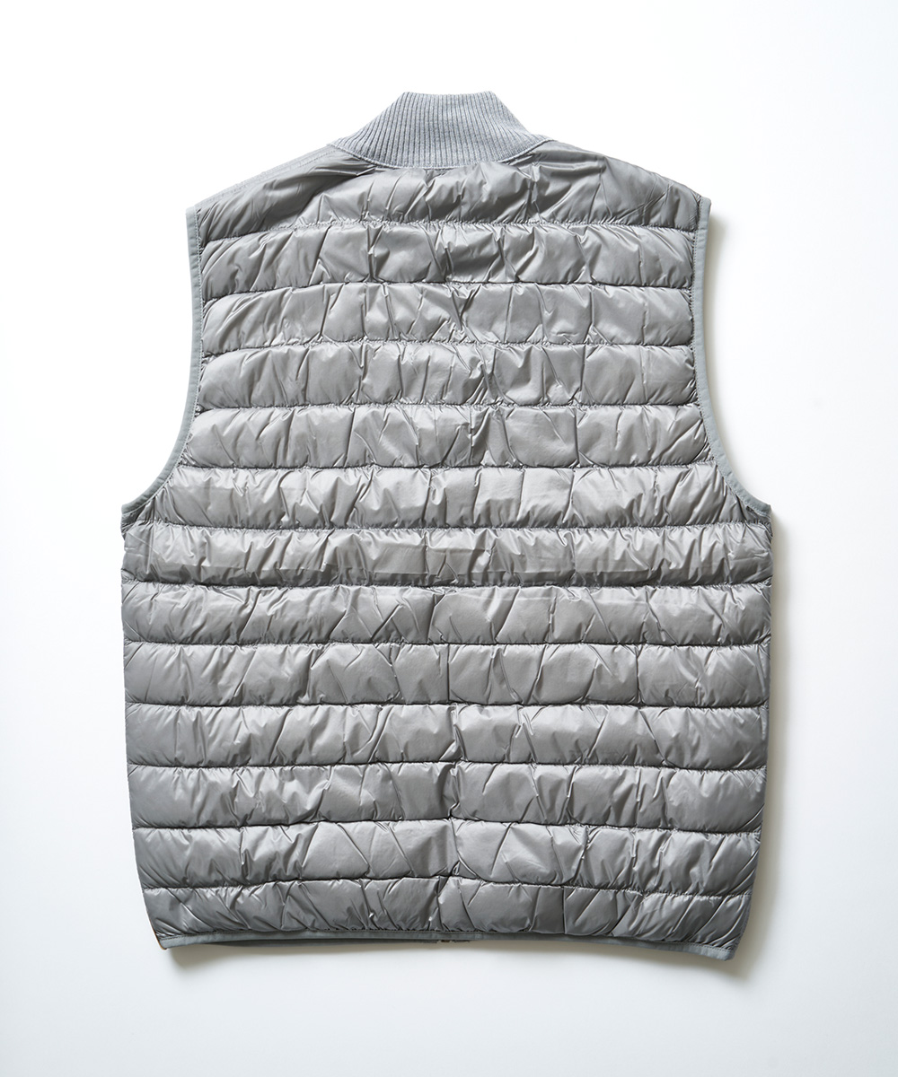 カシミヤ100%とナイロンの リバーシブルダウンベスト | ファルコ