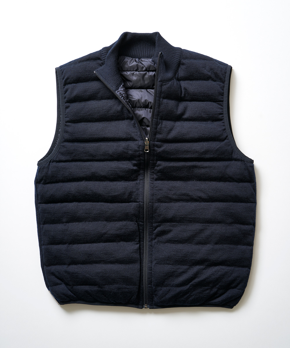 カシミヤ100%とナイロンの リバーシブルダウンベスト | ファルコネーリ