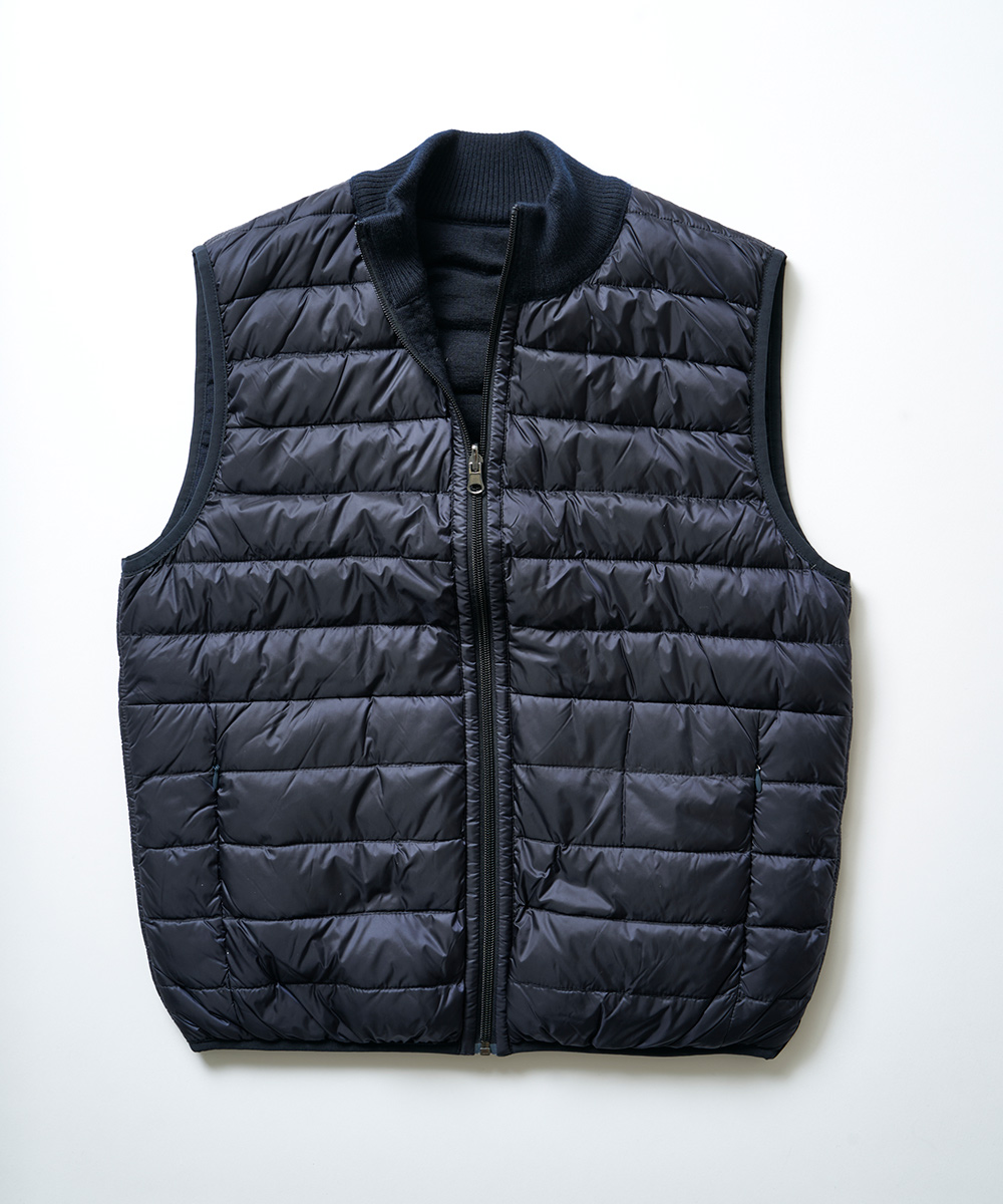 カシミヤ100%とナイロンの リバーシブルダウンベスト | ファルコネーリ