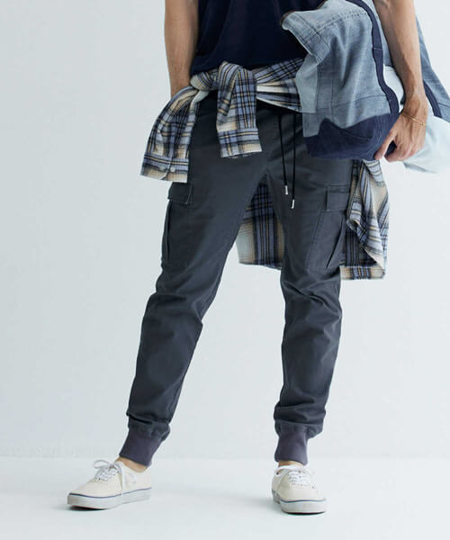 限定 イージーカーゴ チノパン風 裾リブパンツ